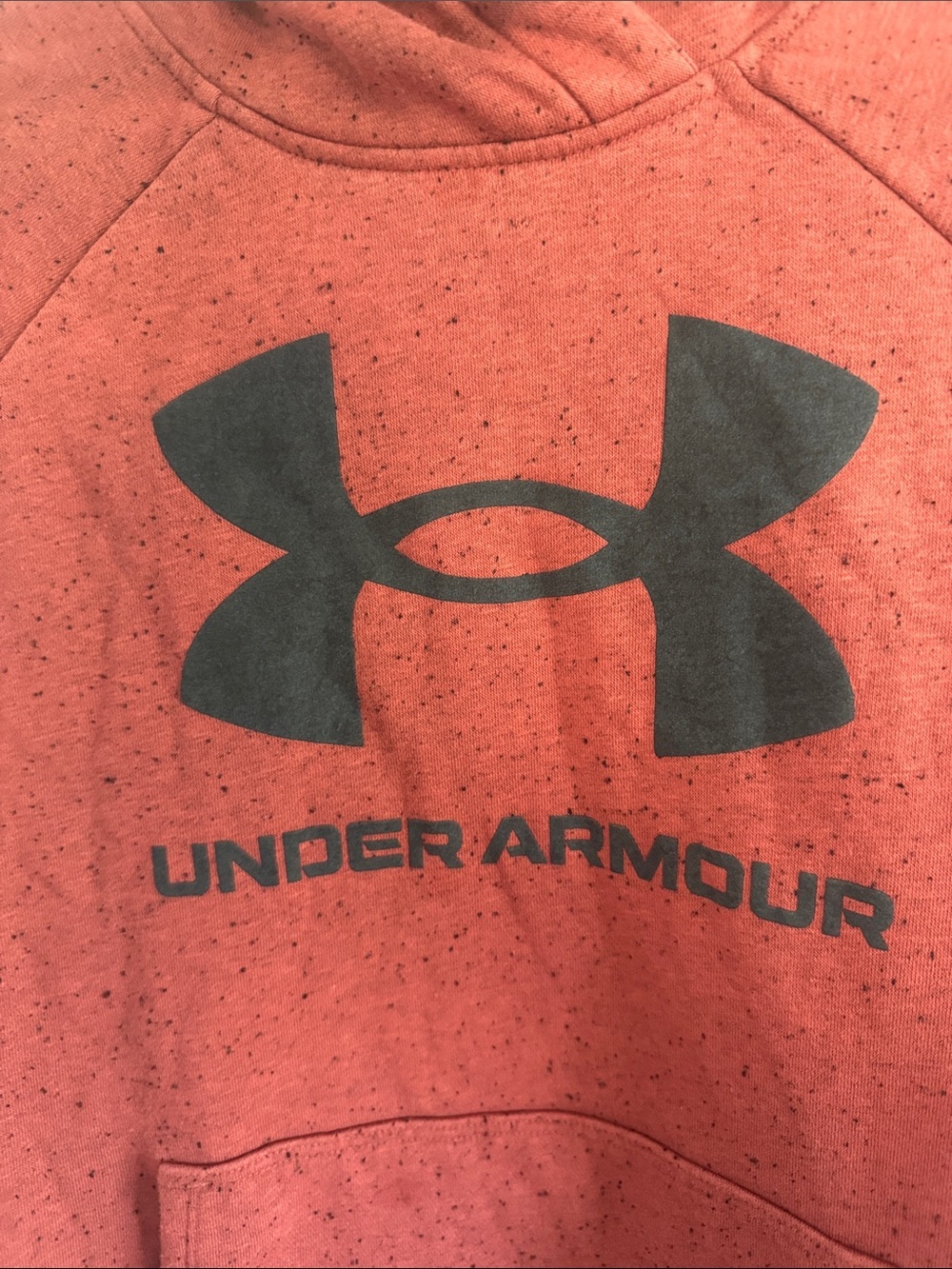 Under Armour Men’s Red Pullover Style Hoodie with Black Logo - Picture 2 of 10